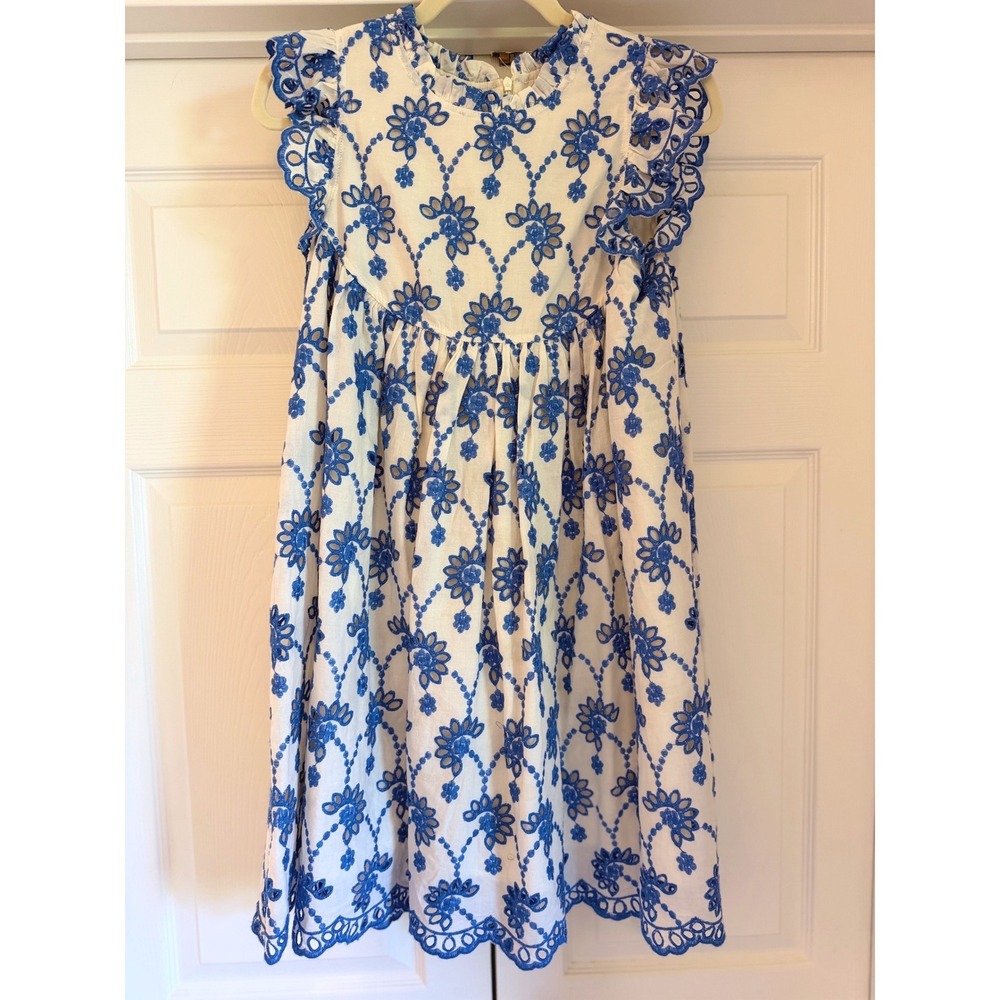 NWOT Pink Chicken Cynthia blue and white eyelet dress size 14